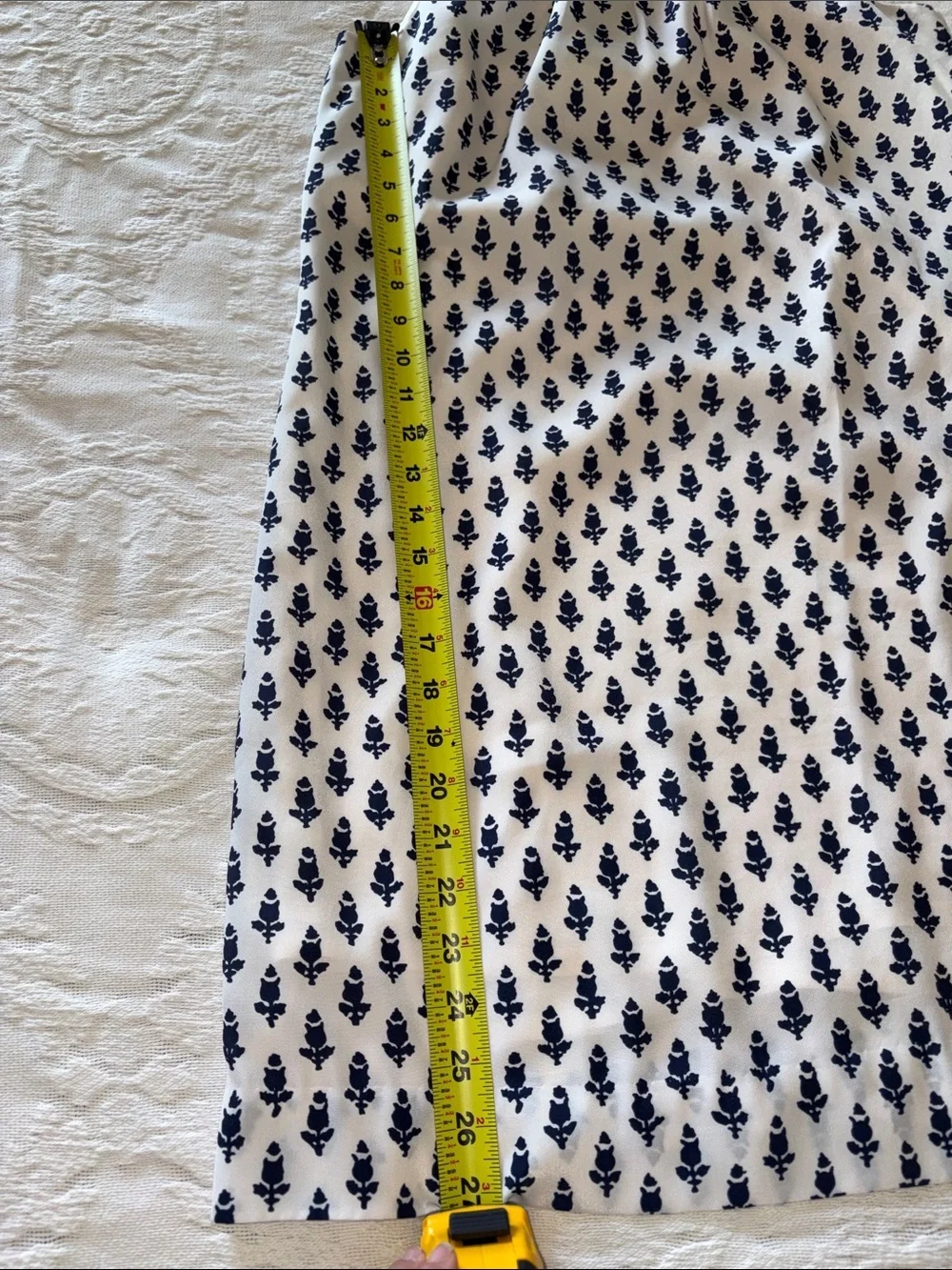 J. Crew Lined Cream Dress with Blue Floral Print EUC 6
